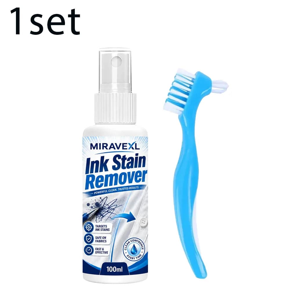 MIRAVEXL 100ml Spray détachant d'encre avec brosse, nettoyant rapide pour taches sur tissus, effaceu