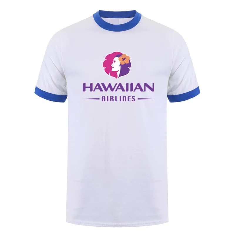 Hawaiian Airlines-T-shirt manches courtes col rond unisexe, estival et dominant, en coton, pour homm