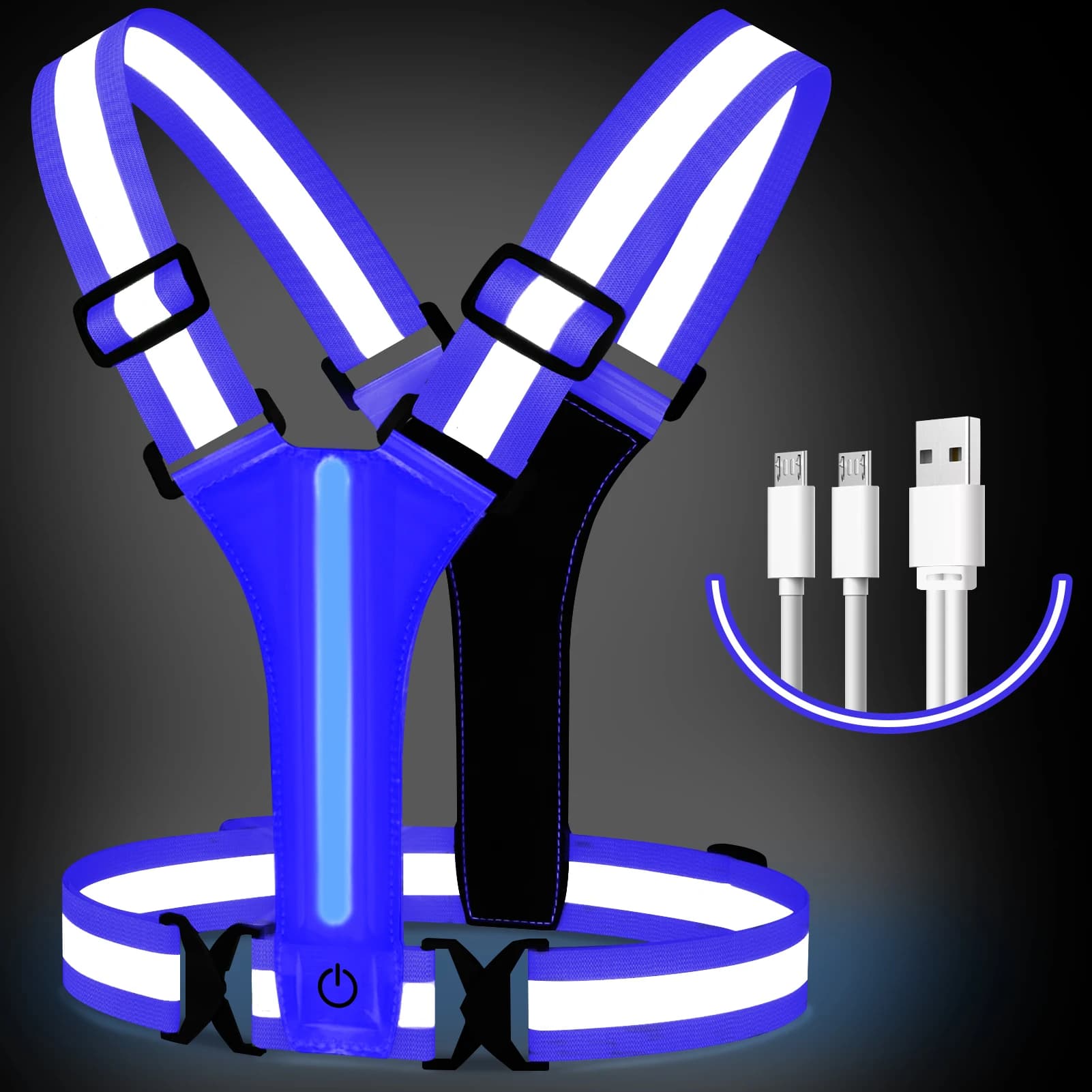 Gilet réfléchissant LED pour la course à pied, rechargeable par USB, gilet lumineux à LED, lumières