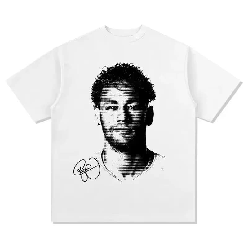 T-shirt en coton pour hommes avec portrait de footballeur, décontracté, style hip-hop, streetwear, b