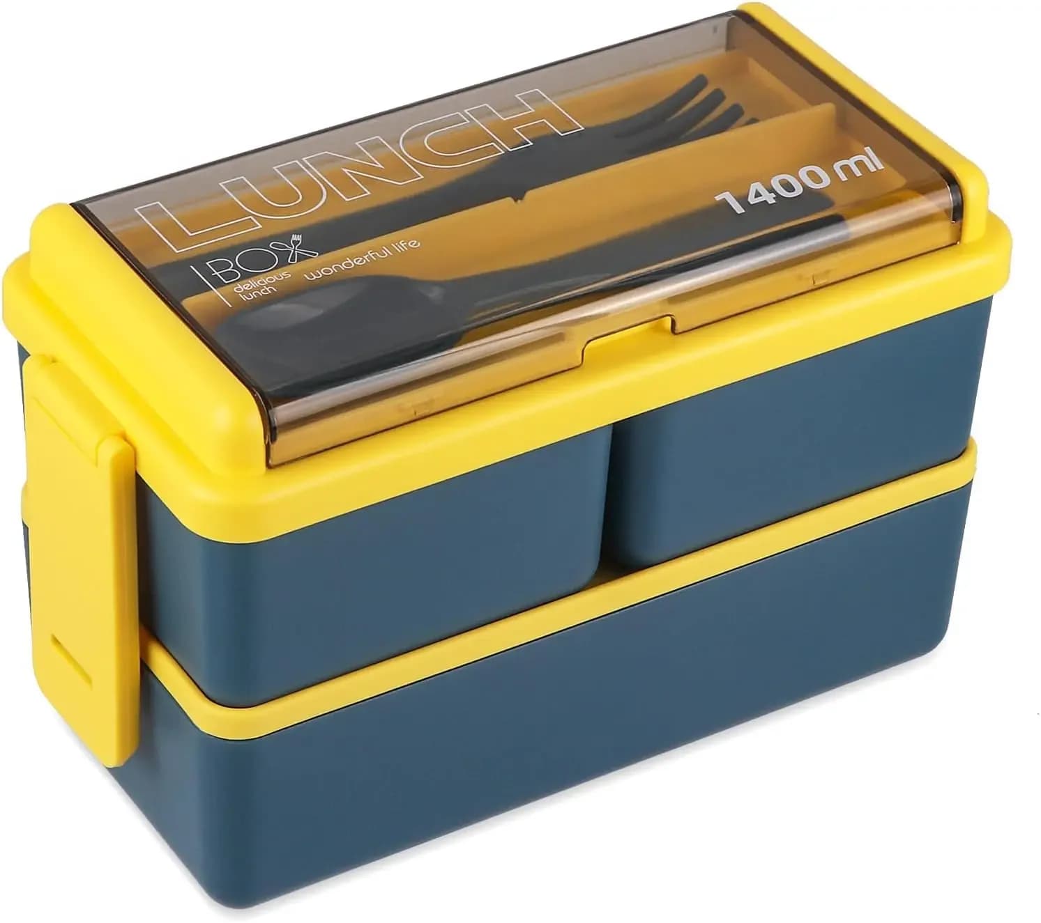 Boîte à Bento pour enfants et adultes, boîte à déjeuner Bento empilable à 2 couches avec 3 compartim