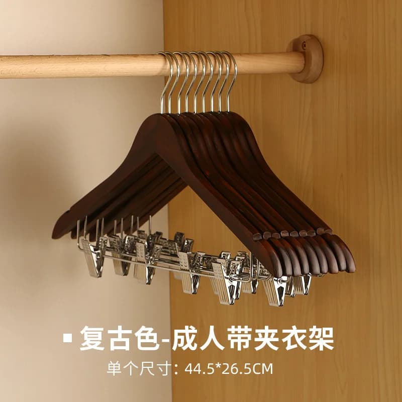 Cintre en bois exclusif pour hôtel, avec pince à pantalon, support de vêtements pour armoire, en boi