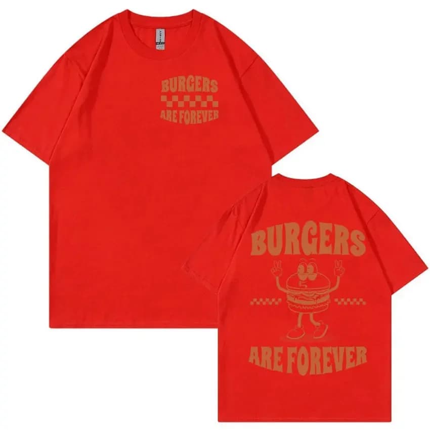 Burger Are Forever drôle Meme T-shirt hommes haut pour femme dessin animé rétro Harajuku T-shirts 10