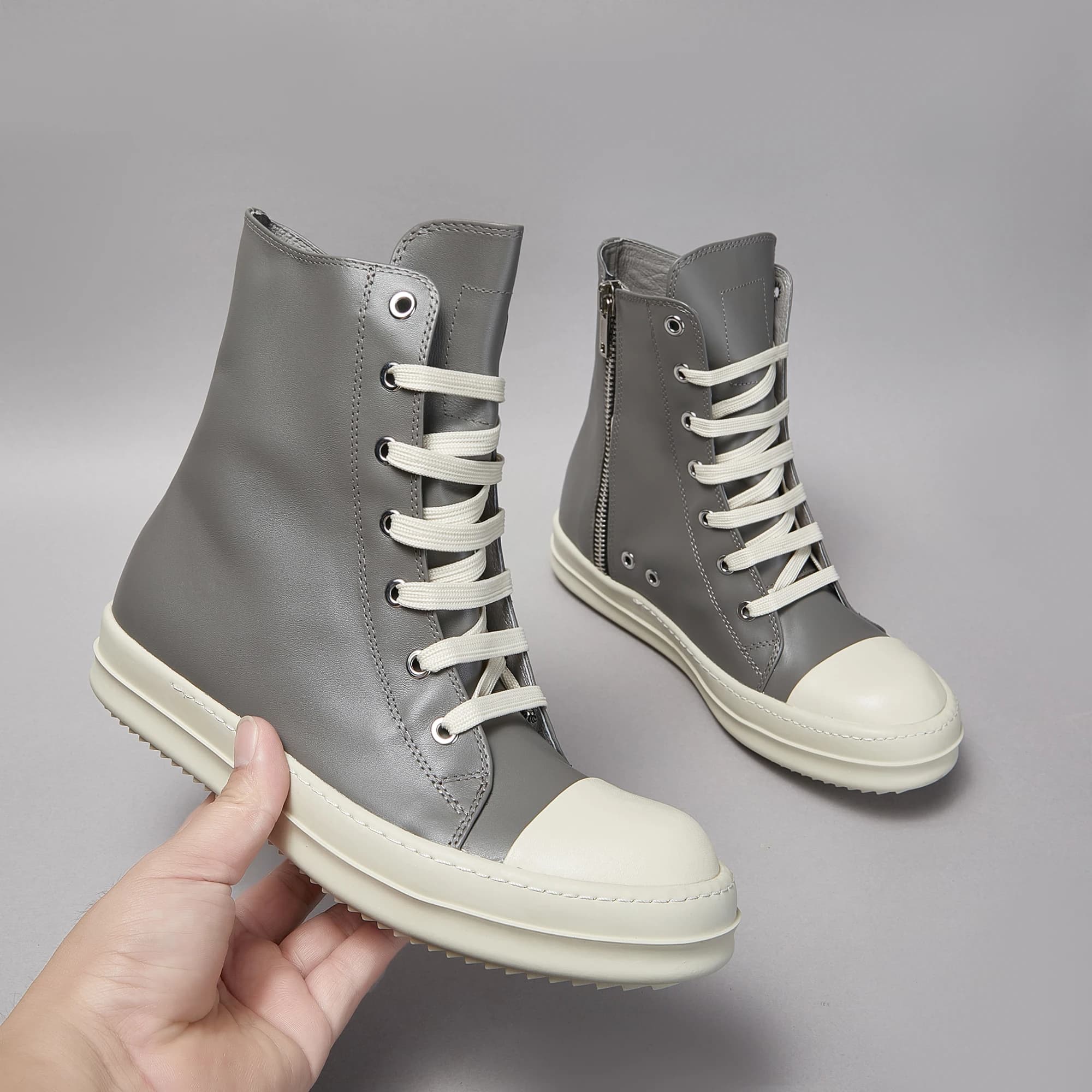 Chaussures décontractées à lacets hauts pour hommes et femmes, designer de luxe, semelle optique zip