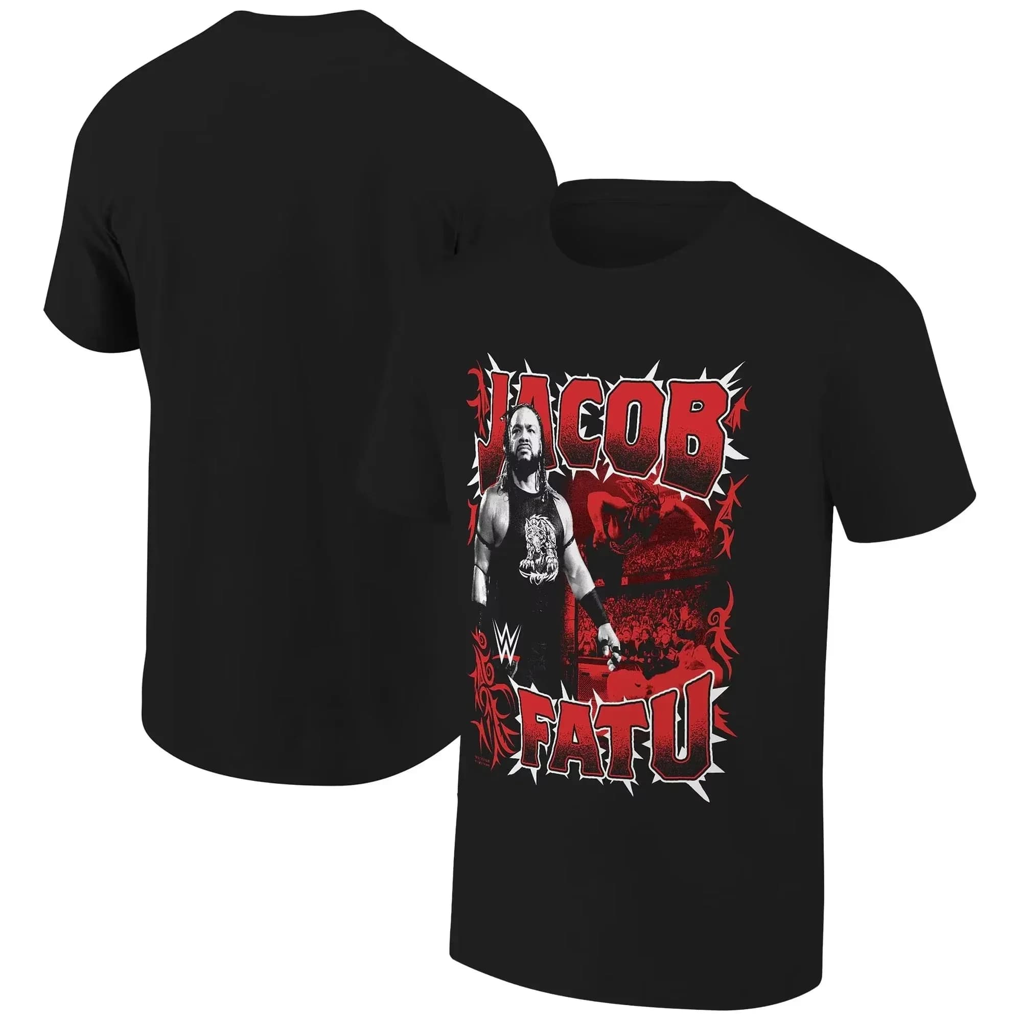 T-shirt de combat de lutte pour homme Jacob Fatu 2026 noir, maillot de sport respirant à manches cou