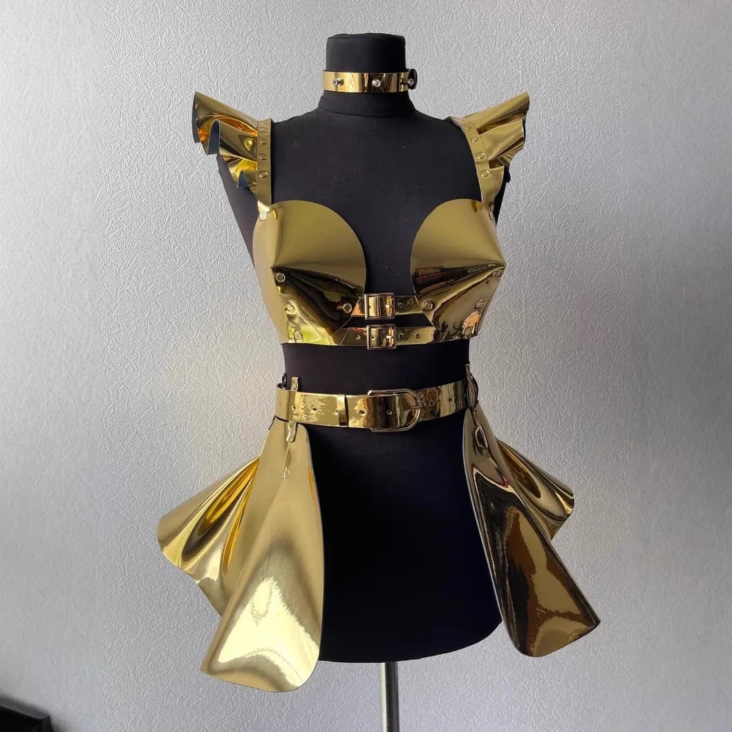 Cyberpunk – robe à ceinture pour femmes, Costume de chanteur pour adultes, Cosplay, bretelles à vola