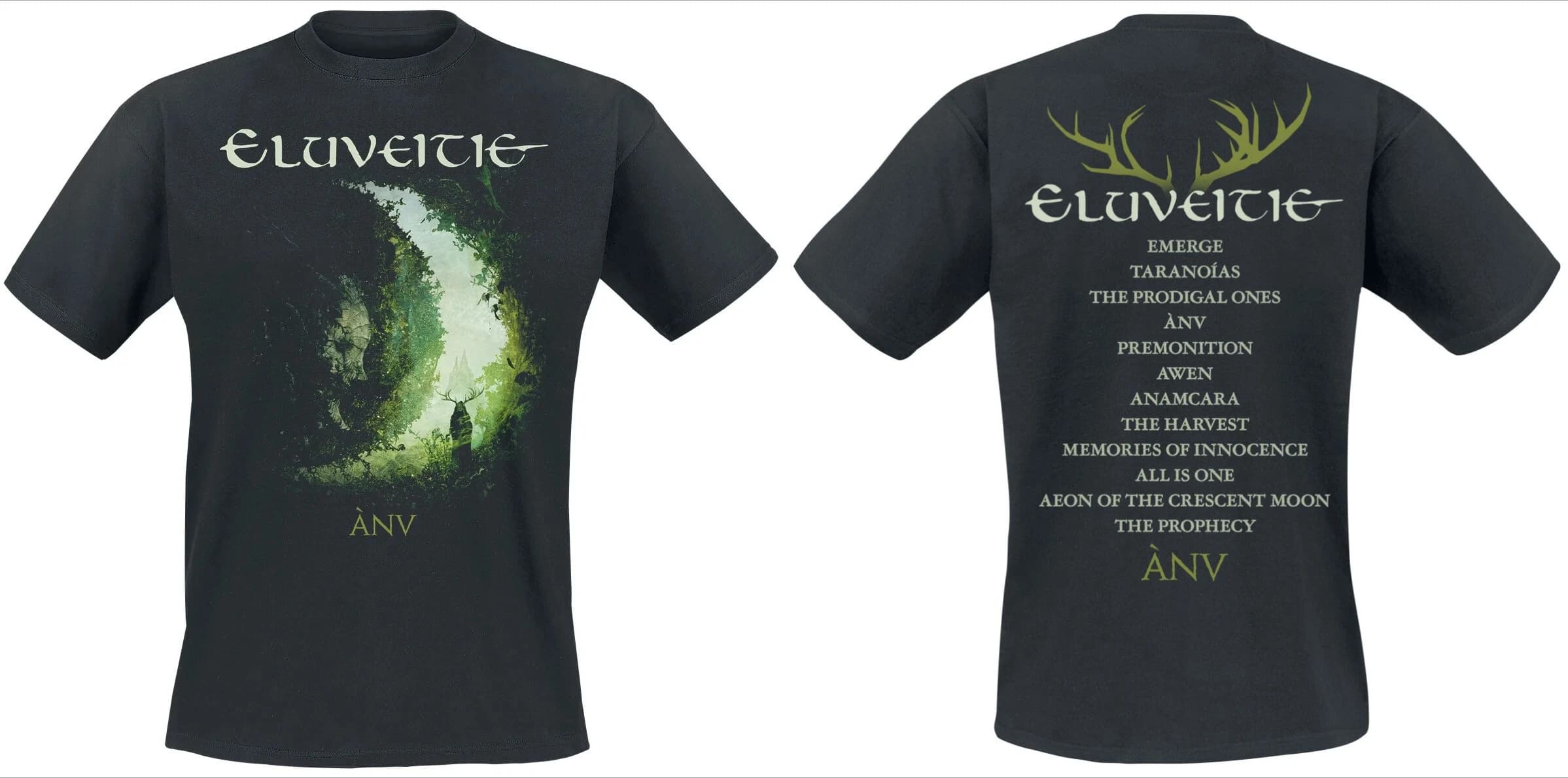 Eluveitie Raven Celtic Ornament Print T-shirt en coton noir pour hommes et femmes Folk Metal unisexe