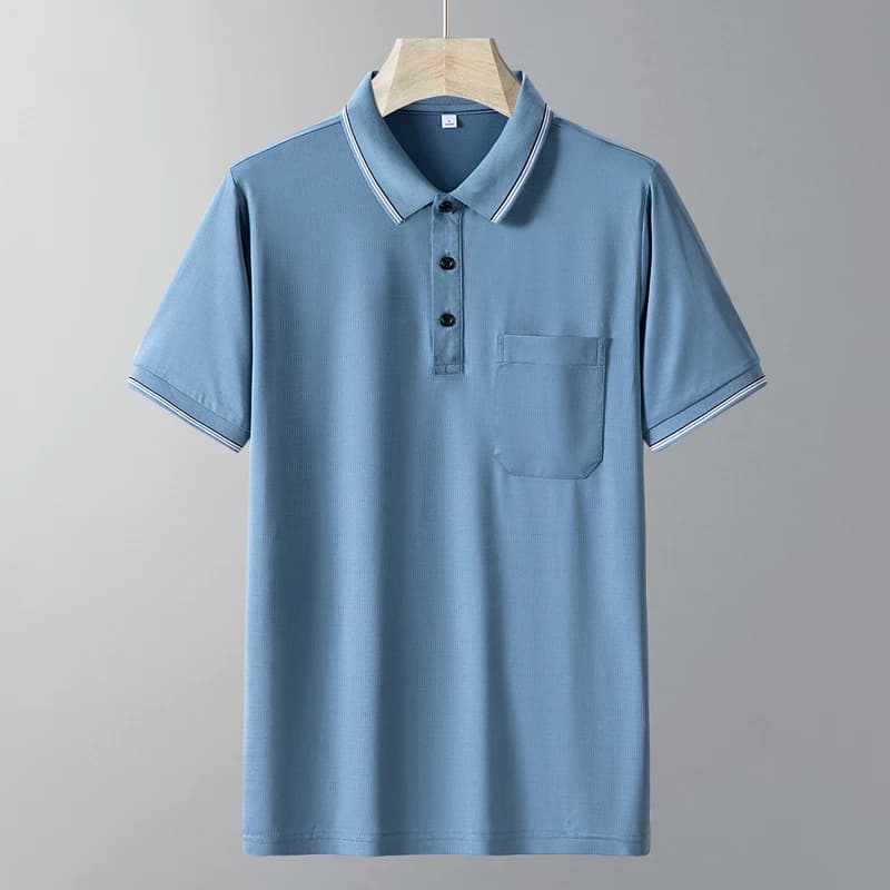 Polo Homme de Marque à Col Revers et Poche, Manches Courtes, Respirant, Tenue Décontractée d'Été pou