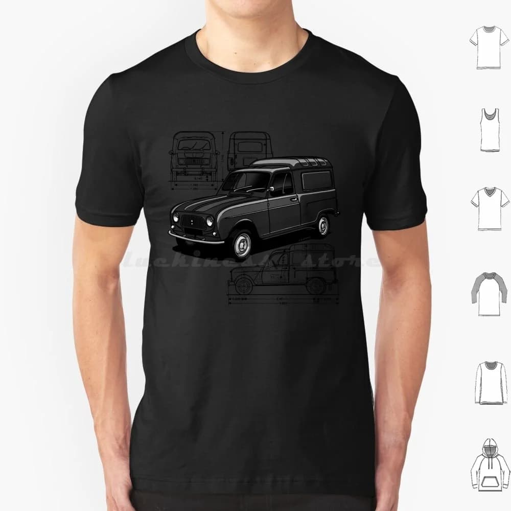 T-shirt The Iconic French Van pour hommes et femmes, 6xl, 4, 4l, Van Classic Car, He Drew Jaagdesign