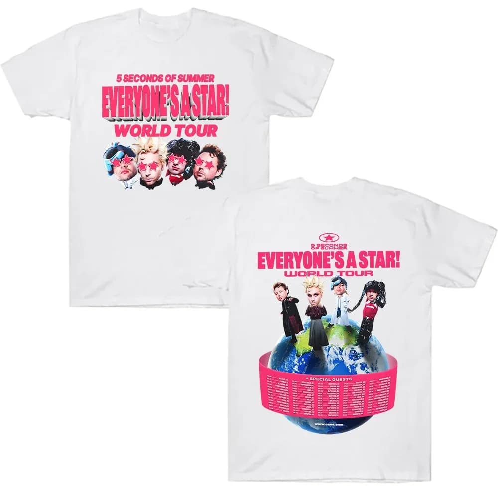 Les secondes d'été EVERYONE est une étoile! T-shirts 5SOS World Tour 2026 t-shirts été Fan surdimens
