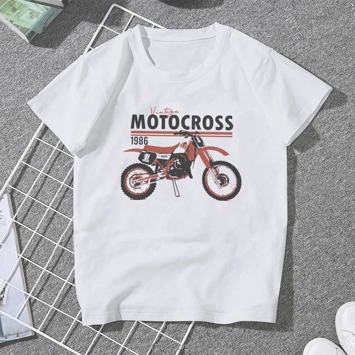 T-shirt de motocross vintage pour hommes et femmes, Endflats Cross Motorcycle Racing, Économie basiq