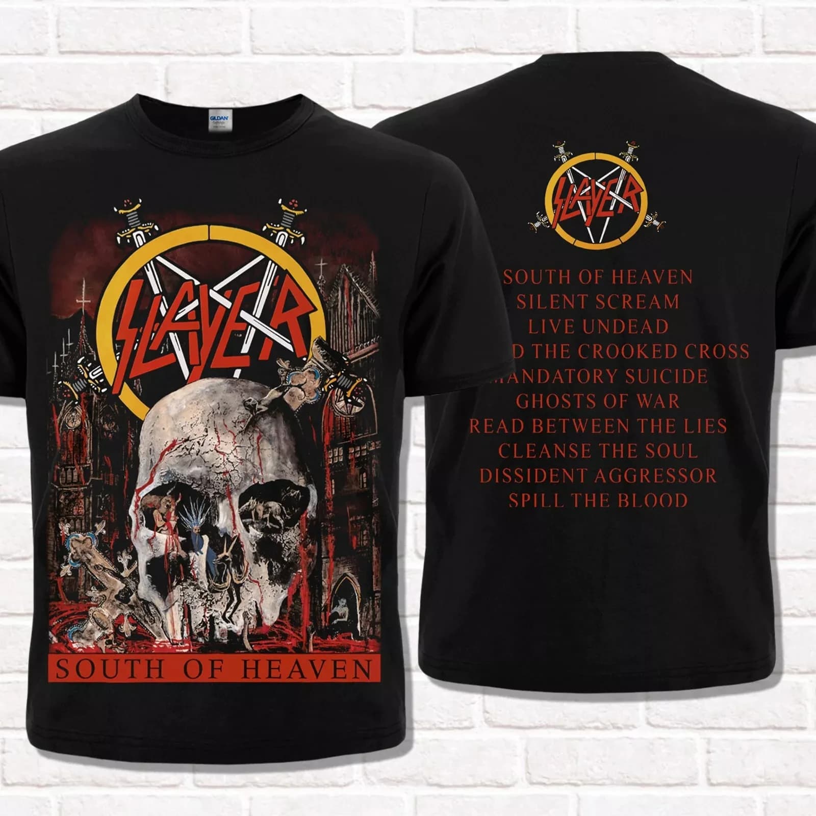 Slayer T-Shirt noir sud du ciel 1988 Thrash métal métal lourd T-Shirt t-shirts hauts unisexe coton à