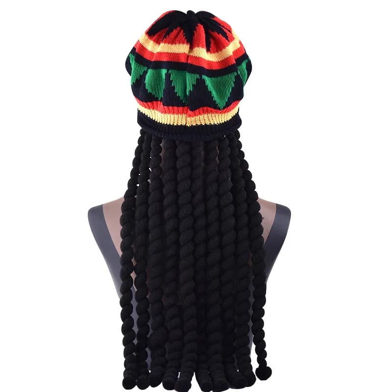Casquette Hip Hop avec perruque tressée pour hommes et femmes, chapeau jamaïcain Bob Marley, bonnet