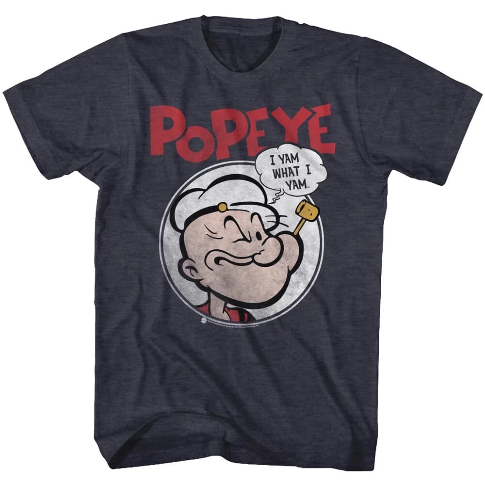 T-shirt pour hommes avec photo circulaire de dessin animé classique Popeye The Sailor Man avec pipe