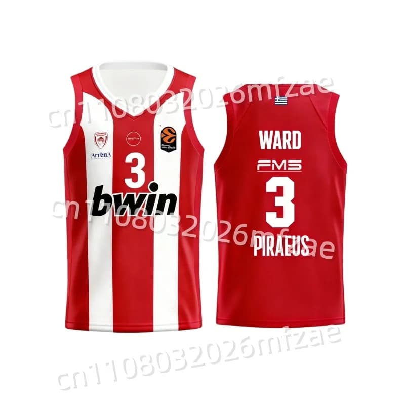 Nouveautés 2026 Maillot de basketball Olympiacos Athènes pour homme adulte grec, Maillot spécial sup