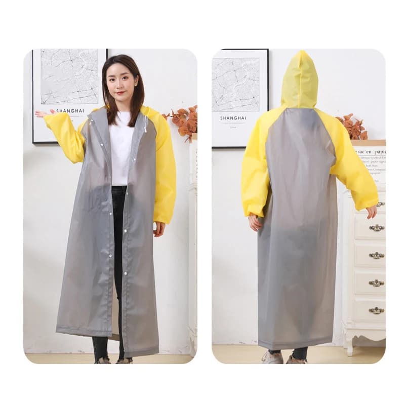 1PCS Manteau de pluie élégant à capuche bicolore unisexe, imperméable, idéal pour les voyages et la