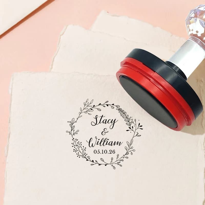Tampon avec Logo personnalisé pour Invitation de mariage, tampon de conception de fleurs personnalis