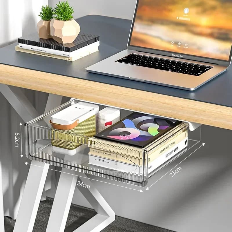 Nouvelle boîte de rangement dissimulée avec trous perforés sous le bureau, tiroir dissimulé pour bur