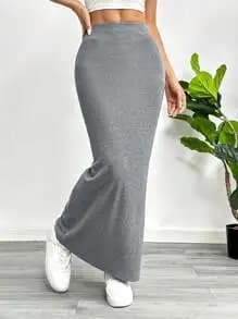Jupe mi-longue sexy unie et ajustée, style décontracté, collection été-automne 2025 pour femme