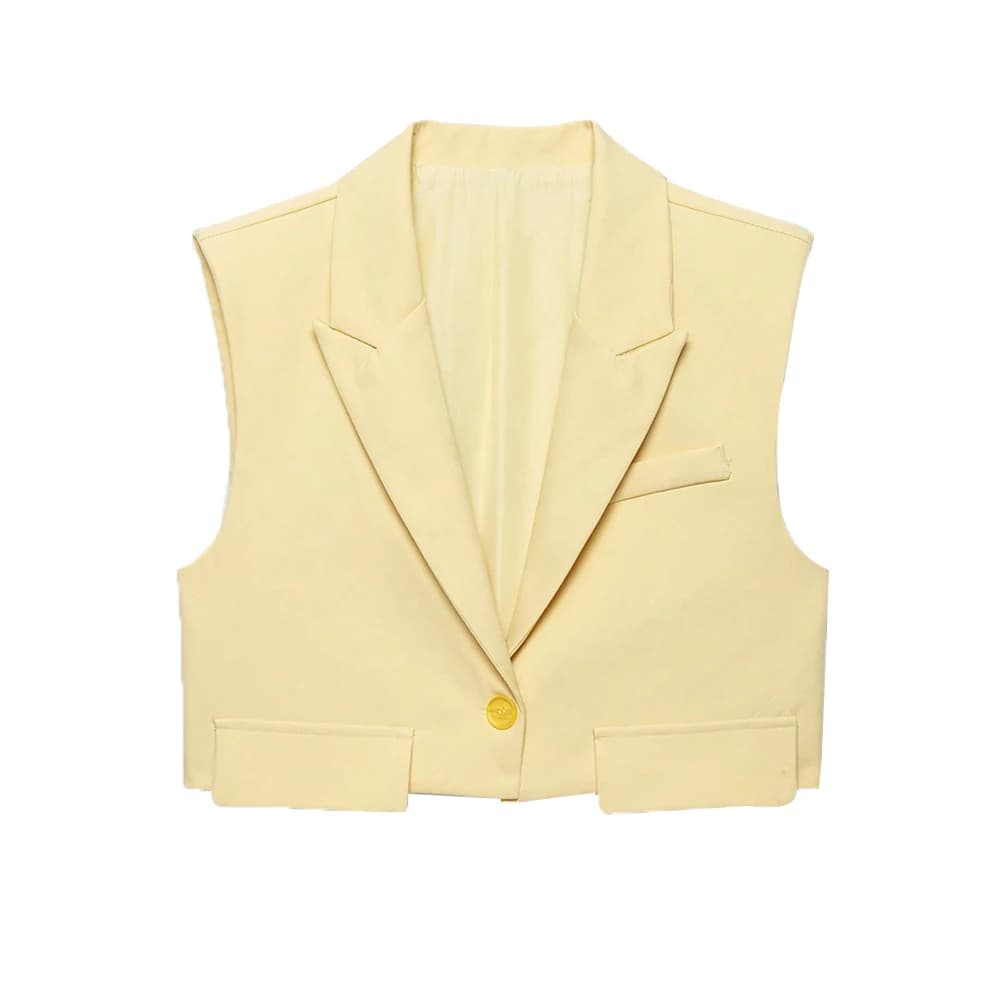 Débardeur Chic pour femmes, hauts à la mode, court, sans manches, col à revers, vêtements d'extérieu
