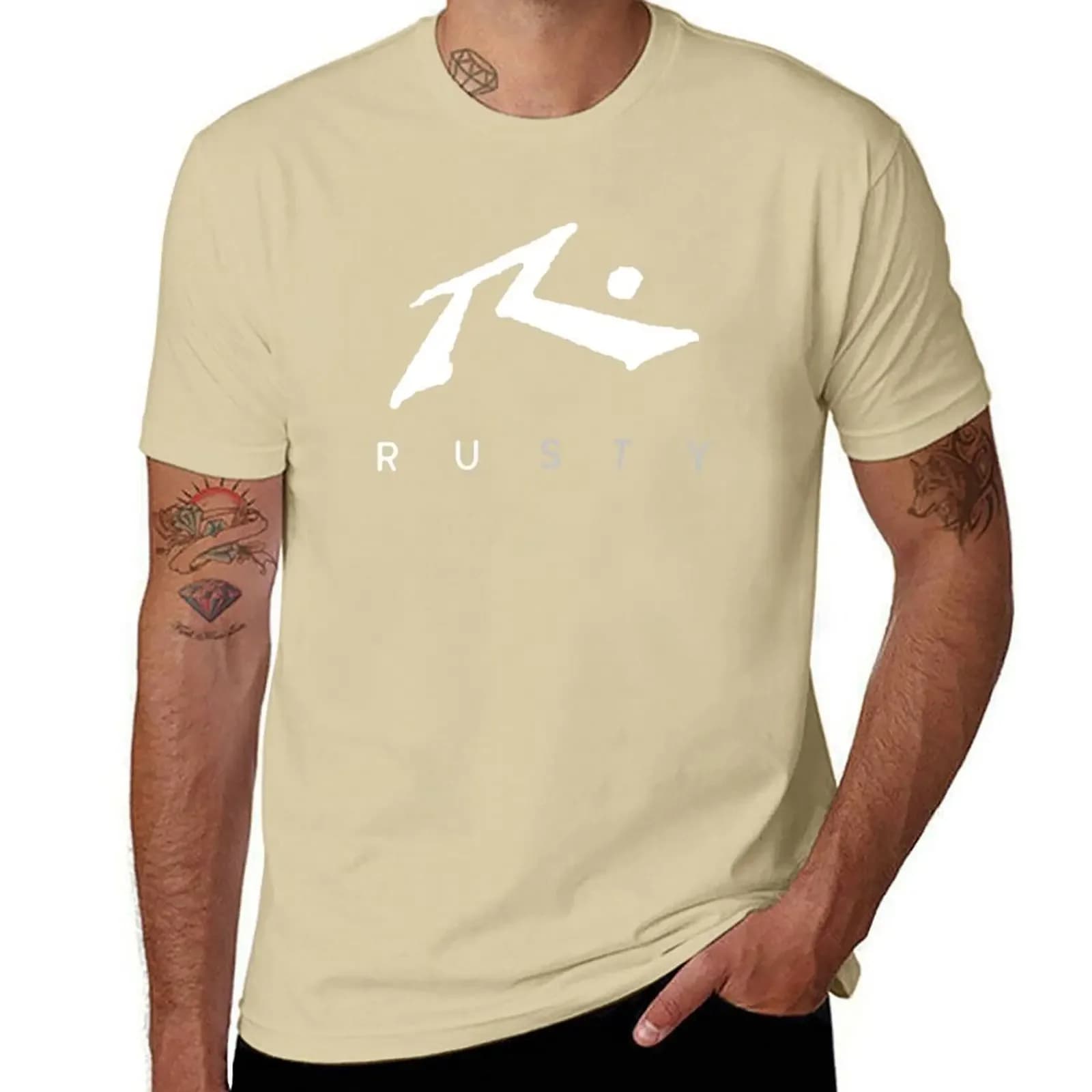 T-shirt uni Rusty-Colossal pour hommes, T-shirt Slim Fit, Économie d'été, Vêtements Kawaii, Meilleur