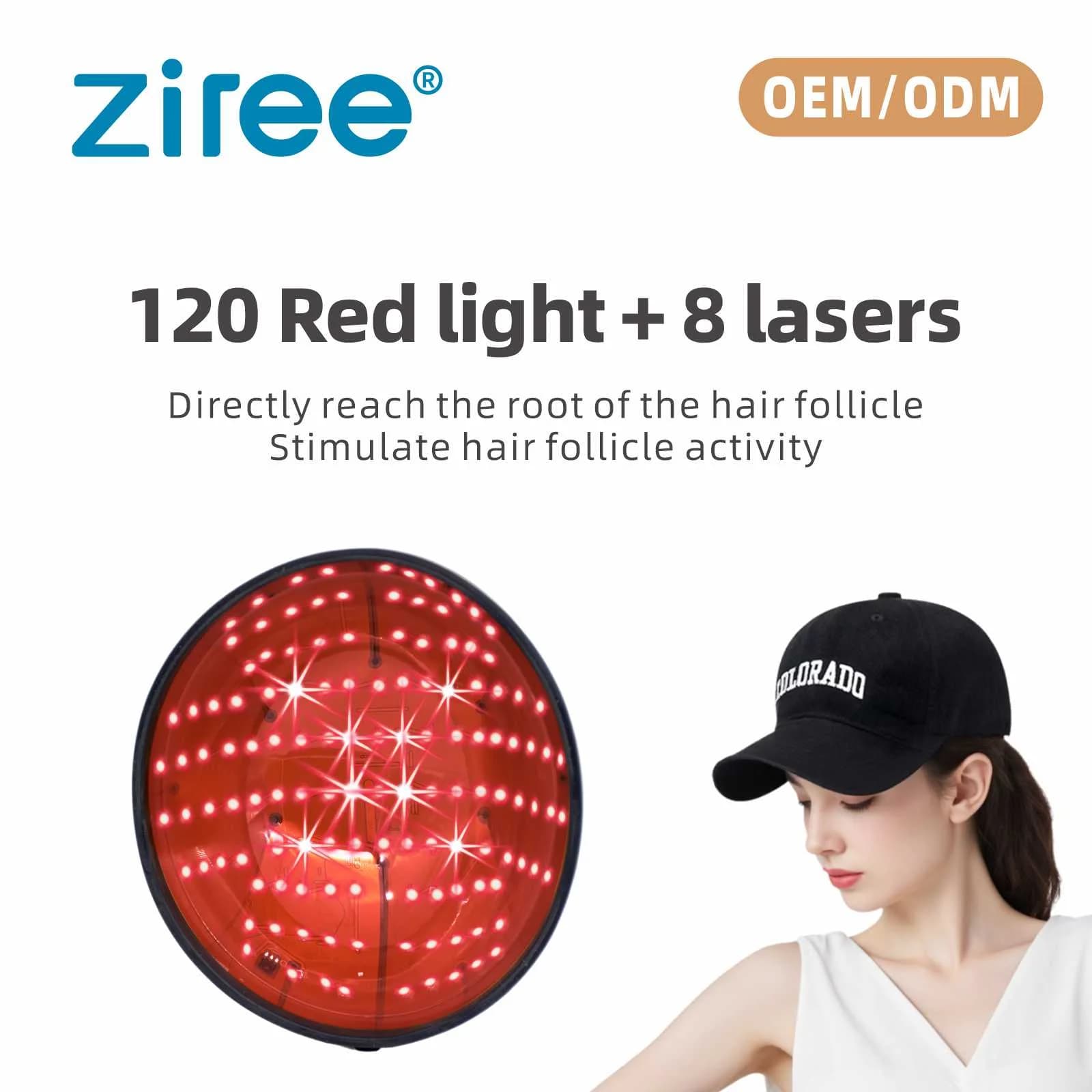 Bonnet de croissance des cheveux avec 120 lumières rouges et 8 laser – Thérapie LED et laser pour ch
