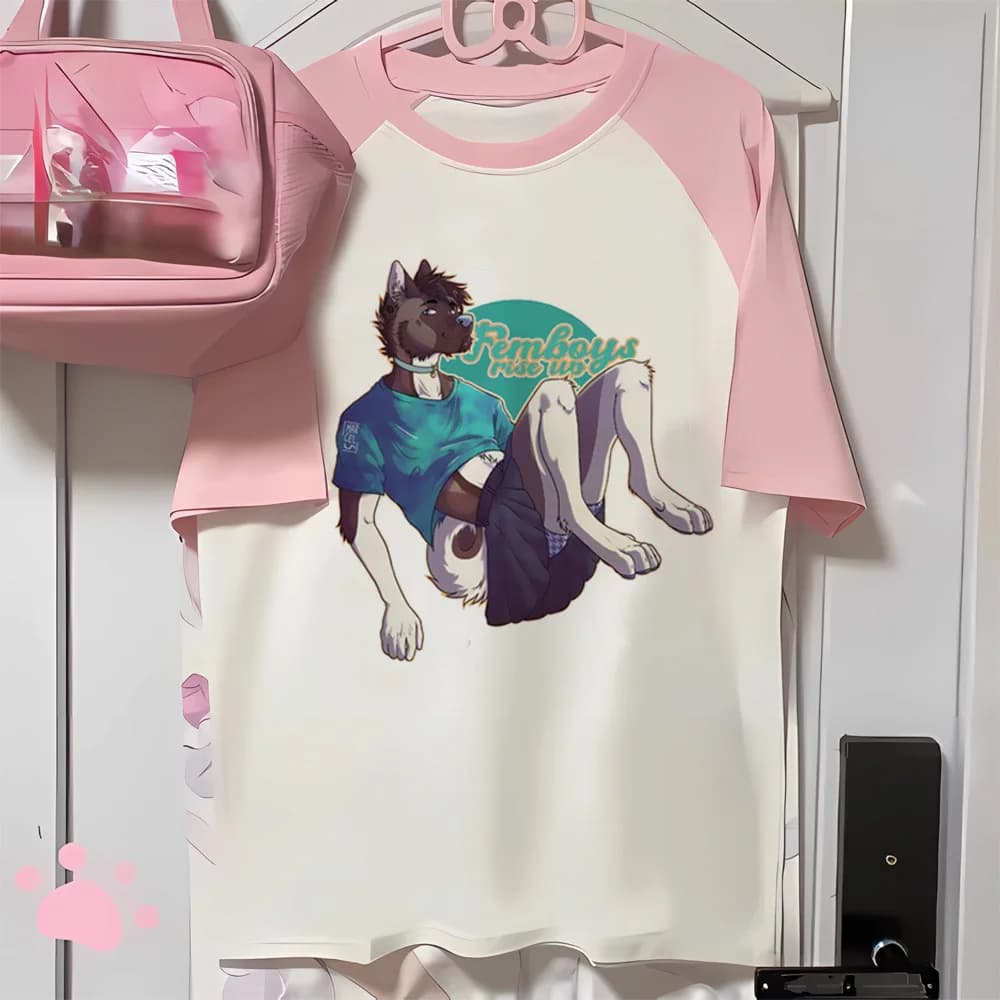 Femboy t-shirt femme graphique rétro hip hop Grunge anime Pop Culture chemise Pastel streetwear Y2k