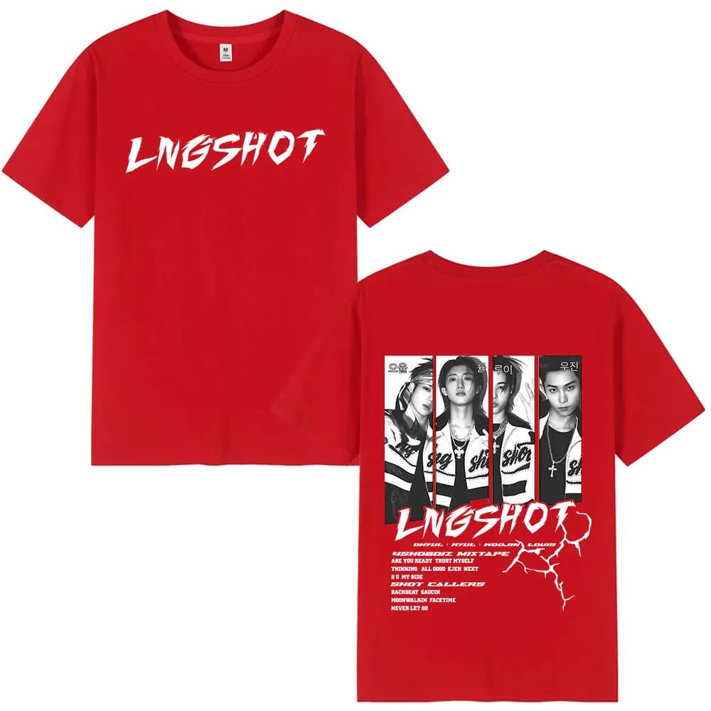 T-shirt coréen Kpop Lngshot OHYUL RYUL WOOJIN LOUIS pour hommes et femmes, vêtements à la mode Hip H