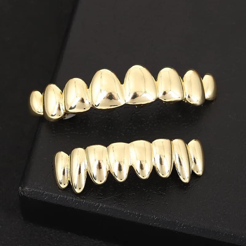 Grillz HIP-Ensemble de dents de vampire irrégulières avec silicone, 8/8 dents irrégulières, haut et
