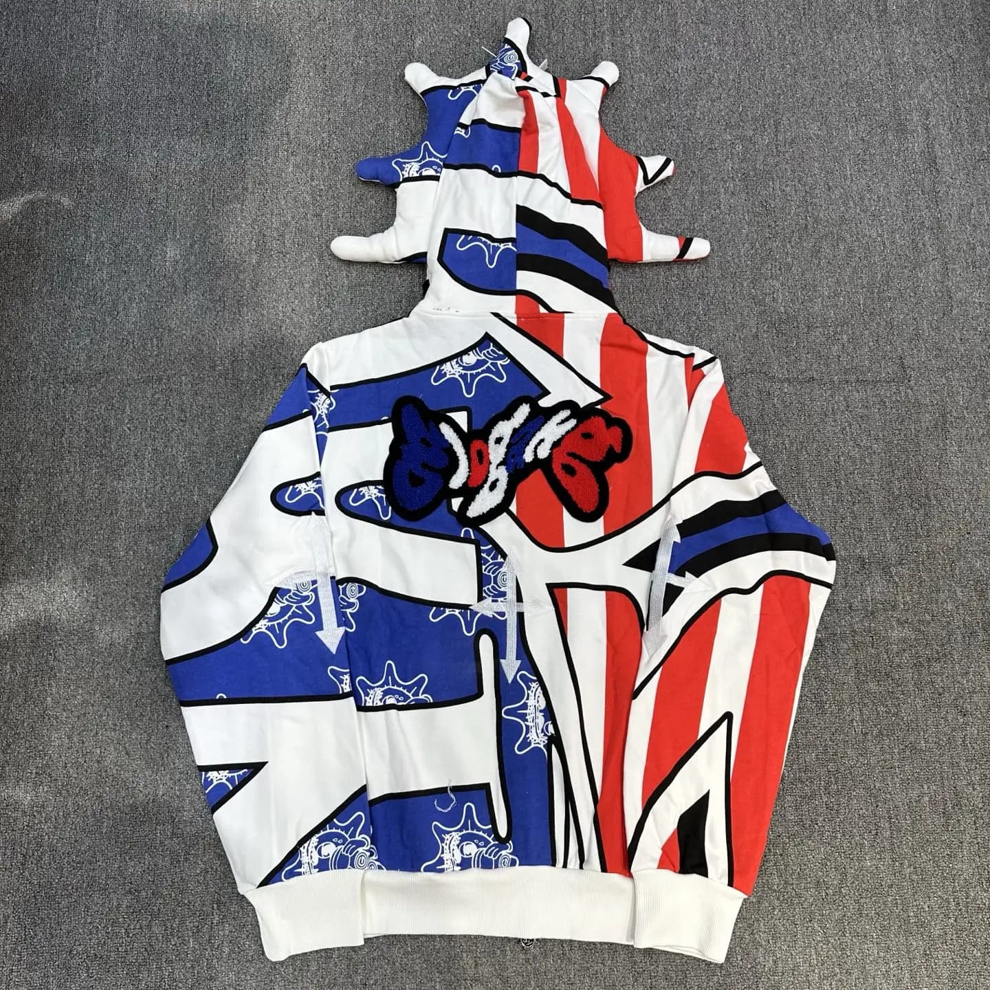 Sweat à capuche zippé pour hommes Glo Gang Streetwear dessin animé Graffiti Design doux coton décont