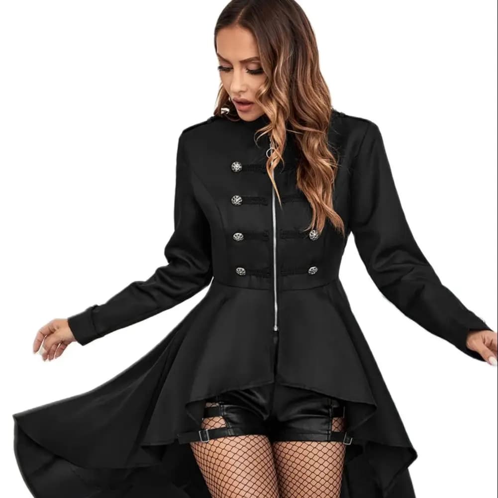 Veste victorienne steampunk pour femme, manteau de queue gothique vintage médiéval, boutons trempés