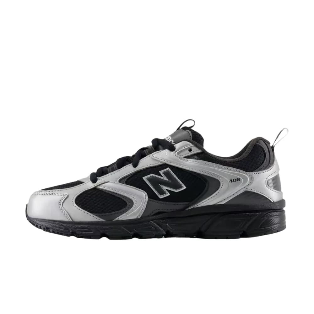 New Balance 408 Chaussures de course décontractées unisexes à tige basse – Noir, style rétro, semell