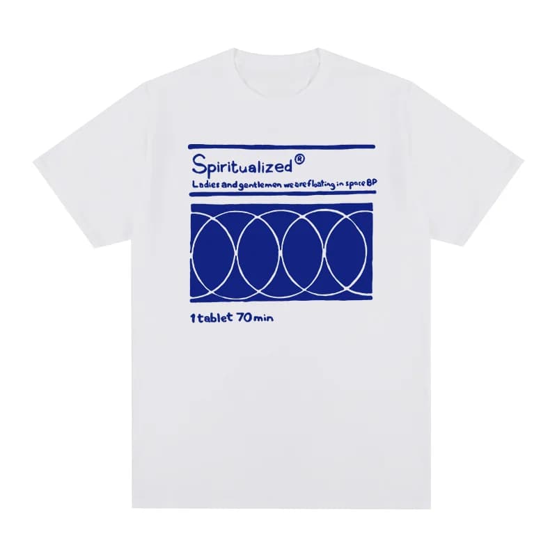 T-shirt spiritualisé années 90 Spacemen Rock Band coton flottant dans l'espace hommes