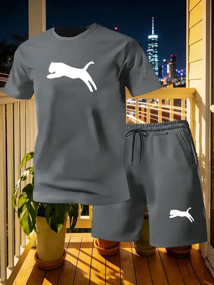 Ensemble 2 pièces tendance pour homme : T-shirt à manches courtes et short – Style européen et américain