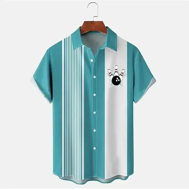 Chemise pour hommes boule de Bowling 3D imprimé revers femmes décontracté mode manches longues chemises bouton Streetwear surdimensionné unisexe vêtements
