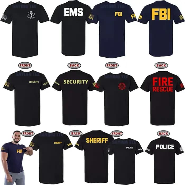 T-Shirt de sécurité des forces de l'ordre-Police EMS FBI shérif de sauvetage incendie