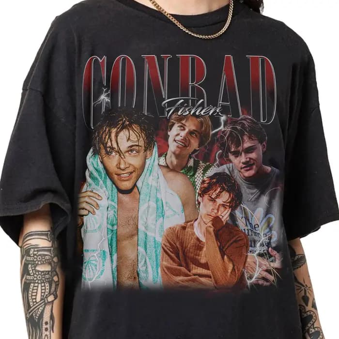 Vintage années 90 Bootleg Style Conrad Fisher T-Shirt Rétro Conrad Fisher Surdimensionné Y2k T-shirt
