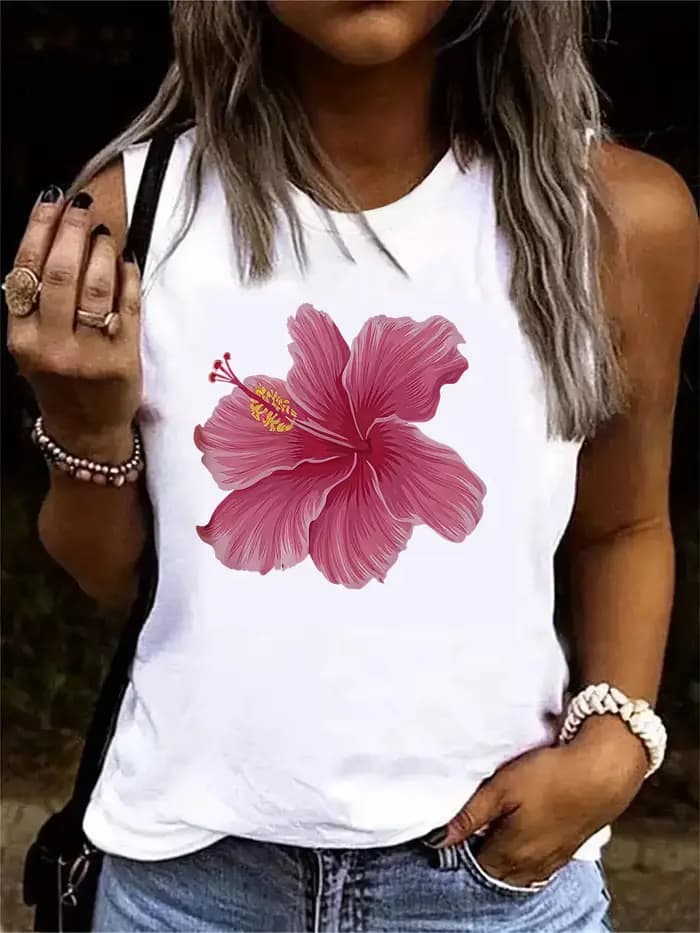 T-shirt graphique à fleurs imprimé années 90