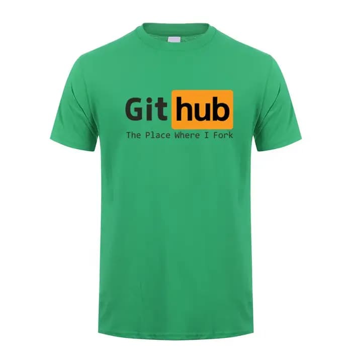 Github t-shirt été hommes drôle Github le lieu où je fourchette coton à manches courtes T-shirts Man