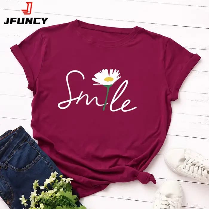 JBatteries CY-T-shirt en coton à manches courtes pour femmes