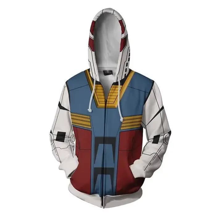 Gundam sweats à capuche Style Cosplay impression 3D hommes décontracté fermeture éclair sweat