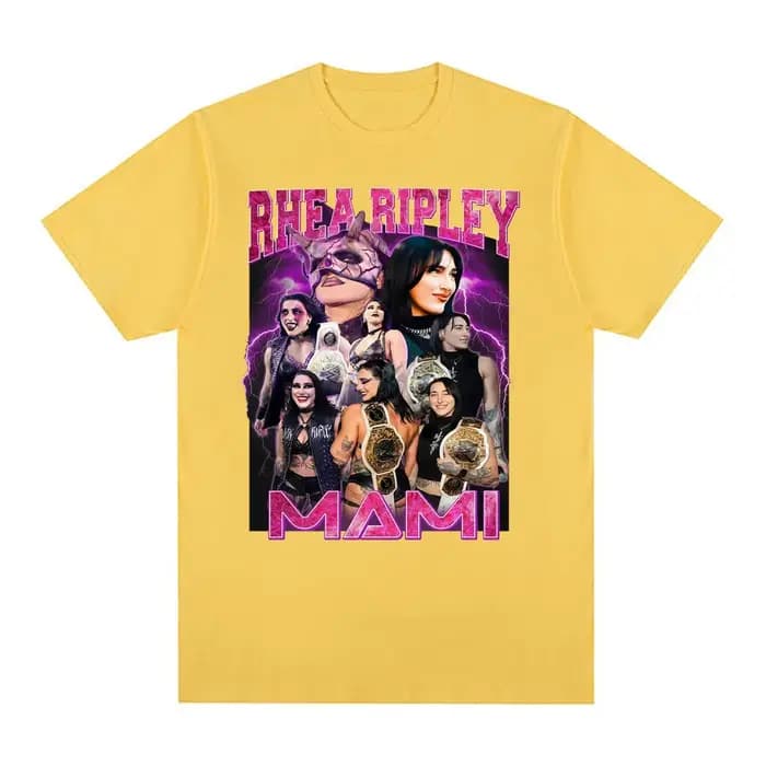 Limité Rhea Ripley Grand Slam 90s Vintage graphique t-shirts hommes femmes mode gothique tendance T-shirt décontracté