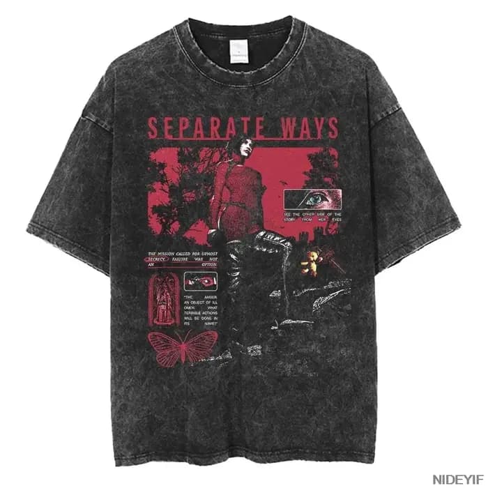 T-shirt rétro délavé avec motif imprimé Biohazard des années 1990