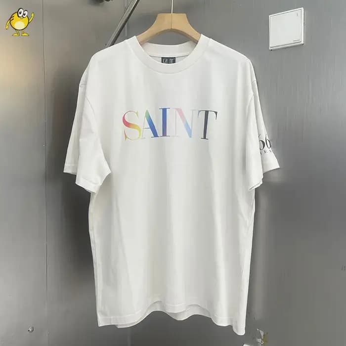 Poche SAINT Logo t-shirts hommes femme Vintage ample lavé à manches courtes noir col rond Streetwear