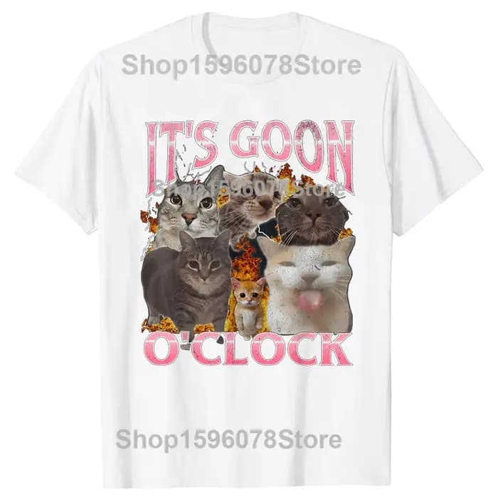 Drôle IT's GOON O'CLOCK chat graphique T-shirt hommes femmes décontracté Hip Hop Streetwear