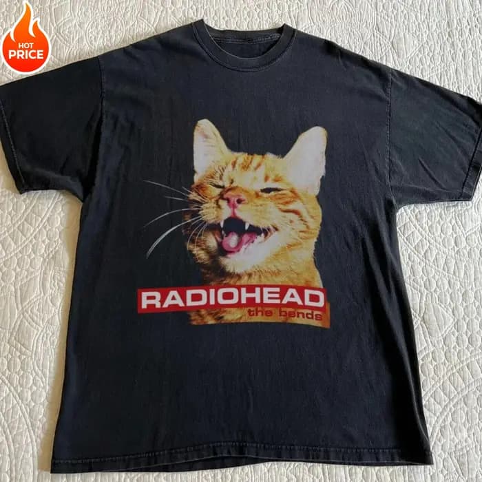 Été nouveau T-shirt pour hommes Radiohead la courbure drôle à manches courtes chemise noire