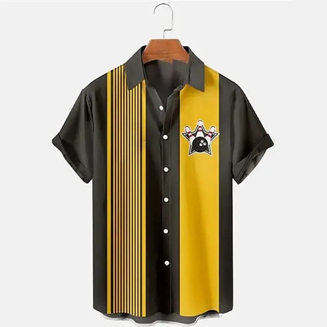 Chemise pour hommes boule de Bowling 3D imprimé revers femmes décontracté mode manches longues chemises bouton Streetwear surdimensionné unisexe vêtements