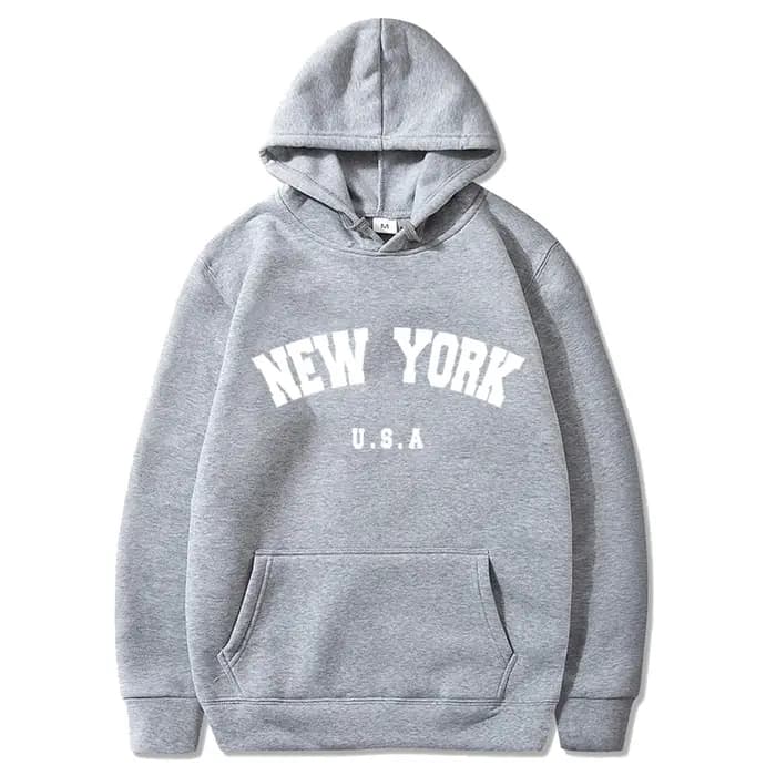 Sweats à capuche New York U.S.A City pour hommes, pull à capuche décontracté, vêtements de sport Harajuku, lettre imprimée graphique PVD, adt