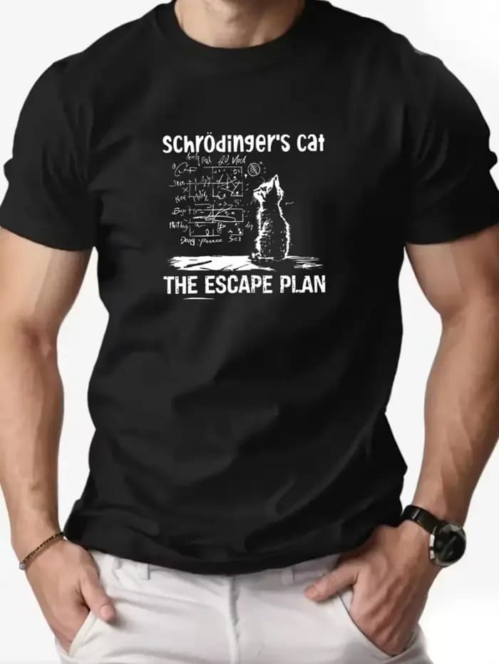 Schrodinger chat Design hommes T-Shirt été décontracté amusant 3D imprimé ample mode haut surdimensionné Science amant