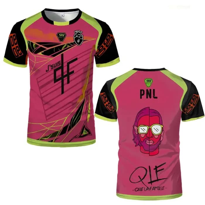 PNL Maillots 90 minutes maillot imprimé respirant Football formation T-shirt hommes et femmes à la mode à manches courtes col rond t-shirts